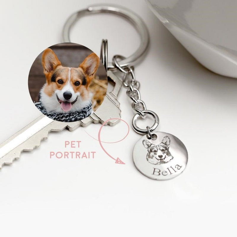 Custom Pet Photo Keychain (Single Pendant)