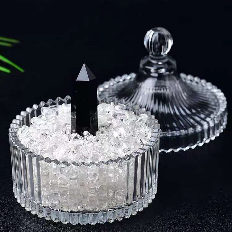 The full 100g quantity of clear quartz demagnetizing stone poured out onto a surface to show the volume included.