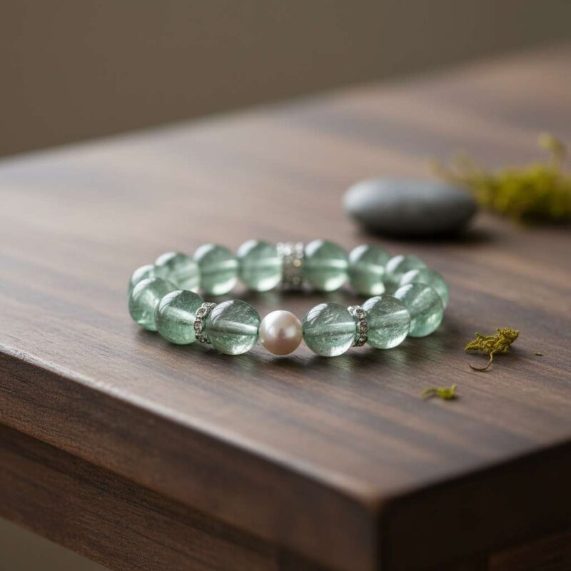 The Yi Wood Five Elements feng shui bracelet shown with its elegant real shot.