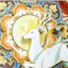 Close up of the Nine-Colored Deer 3D Chinese Paper Cutting showing the multi-layered paper craftsmanship and vibrant Dunhuang fresco colors.