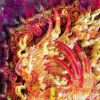 Comparison of the modern 3D Chinese Paper Cutting Vermilion Bird alongside ancient Han Dynasty roof tiles and murals depicting the same mythical creature.