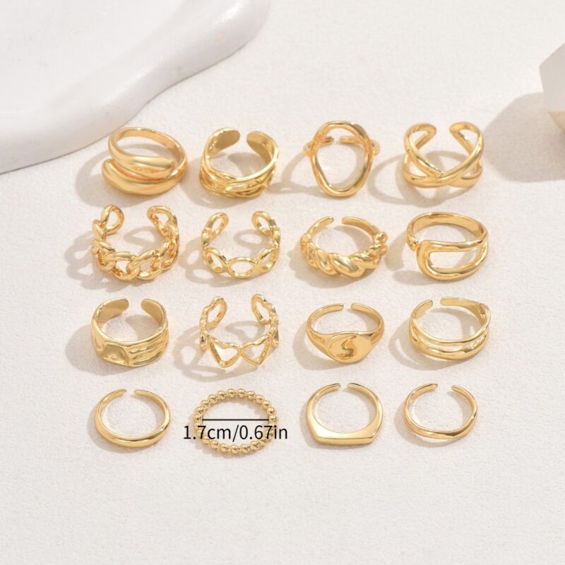 bohemian vintage gold ring set2 detail