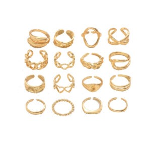 bohemian vintage gold ring set2 white