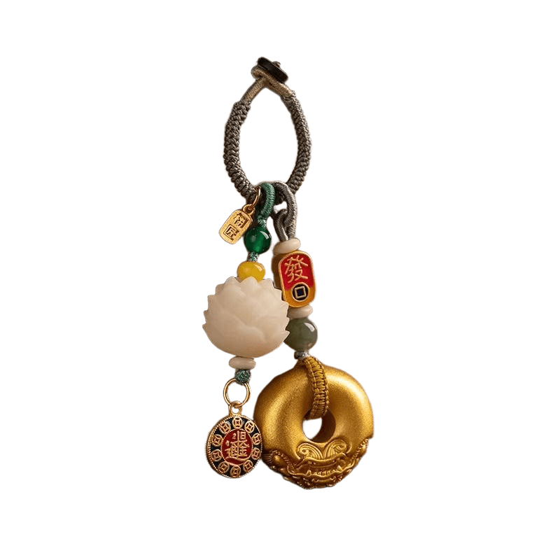 Lotus Flower Feng Shui Keychain white