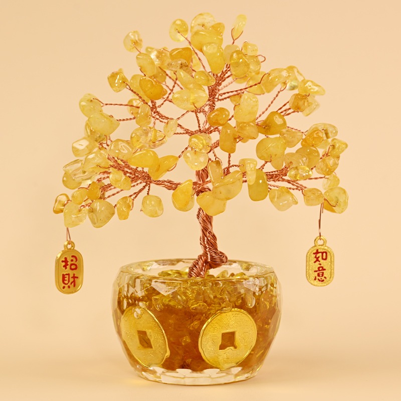 natural healing gemstone crystal tree wealth