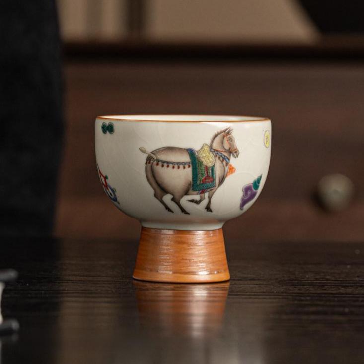 Buddha Stones Ru Kiln Tang Horse Cup