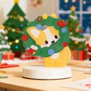 Custom Puppy Night Light Christmas Wreath Corgi